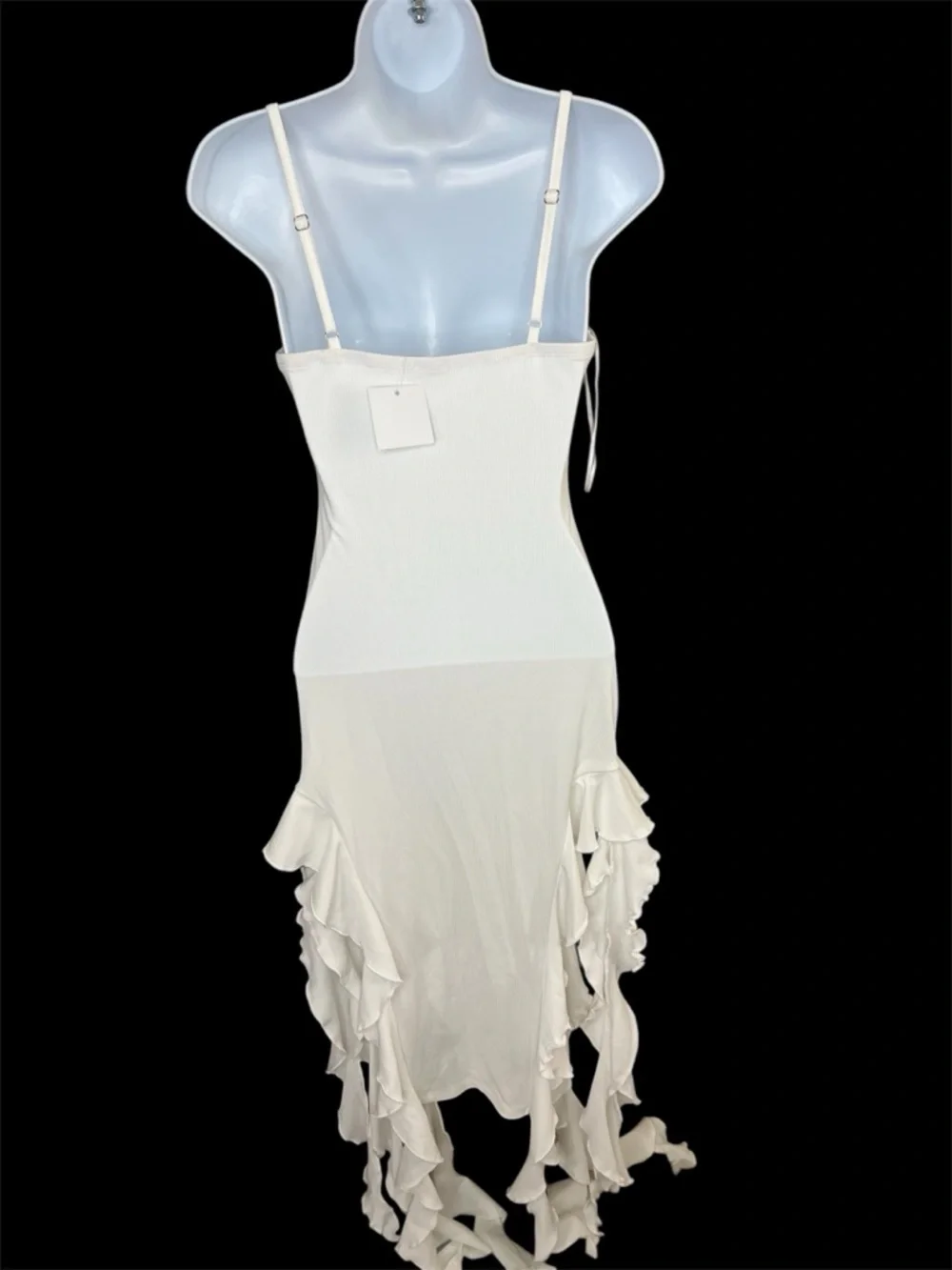 NWT CEFIAN White Ruffle Tie-Hem Slip Dress SMALL - Picture 2 of 4